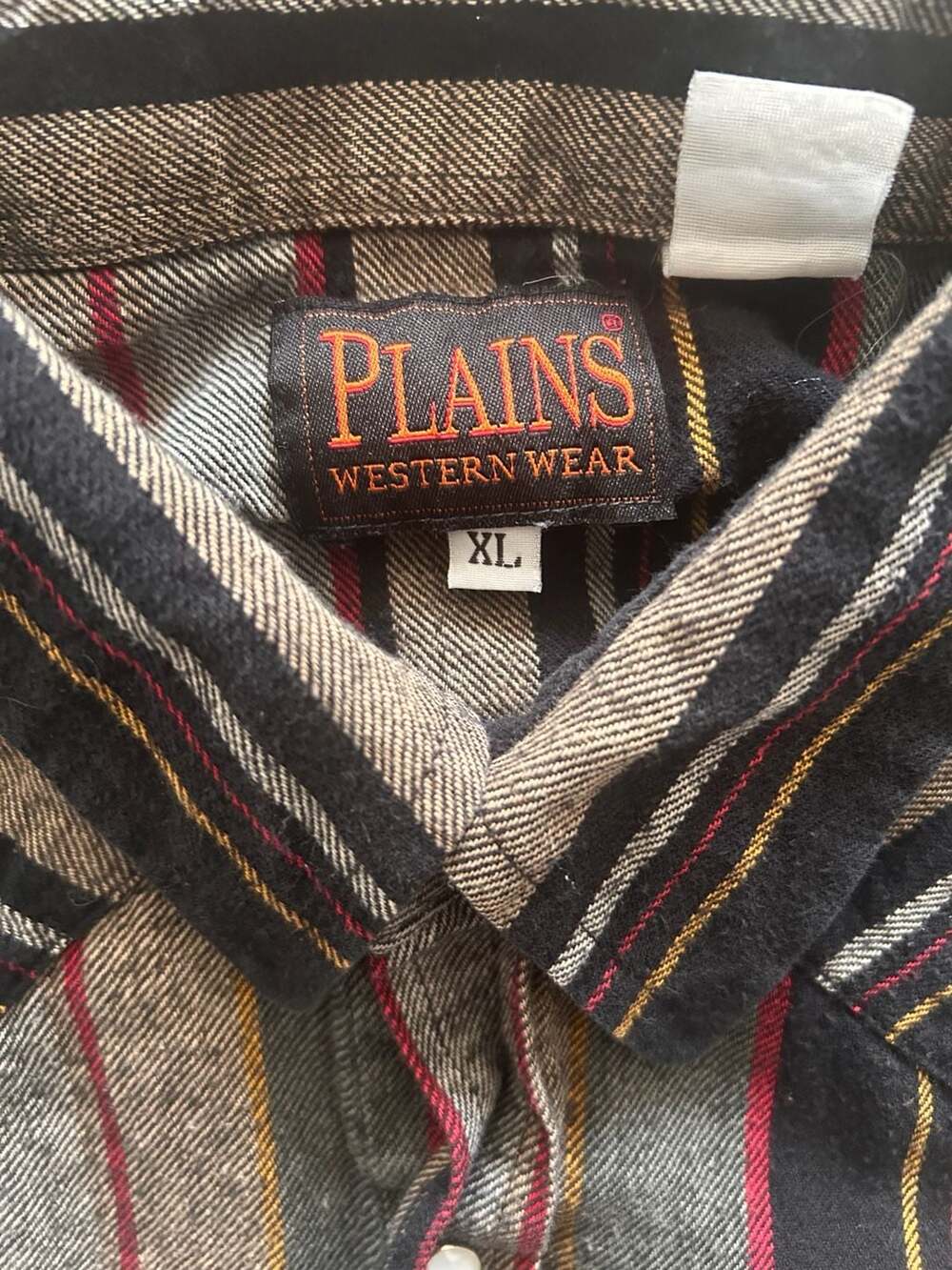 Plains Western Wear Vintage Multi-Color Striped Pearl Snap Long Sleeve Shirt - Picture 2 of 2